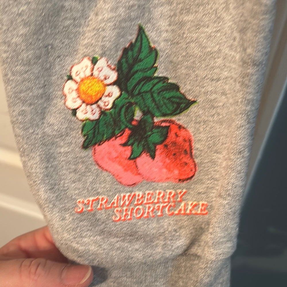 Strawberry Shortcake Theme Gray Crew Neck Sweatshirt XL Oversized - Picture 3 of 5